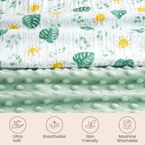 Davids Kids Muslin Minky Baby Blanket Leaf