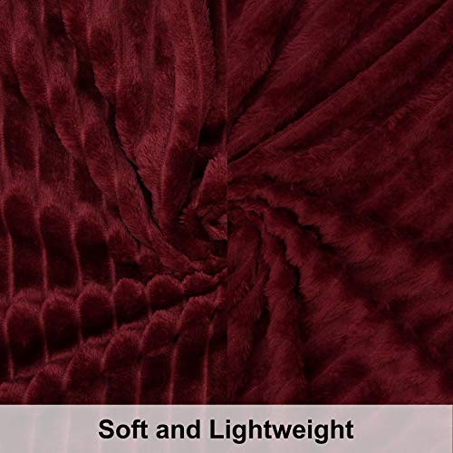 NTBAY Flannel Fuzzy Toddler Blanket - Reversible Stripes Wine Red 30x40 Inches
