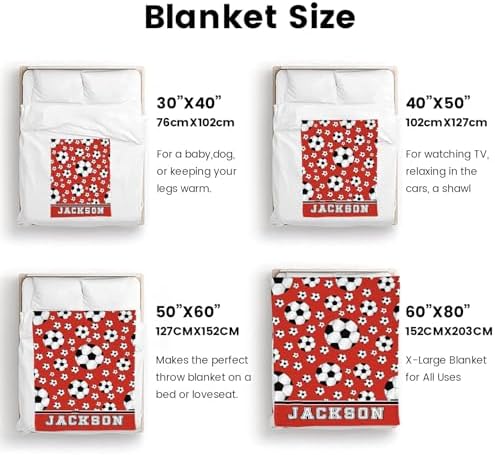 Deven Soccer Red Personalized Baby Blanket - 30x40 Inches