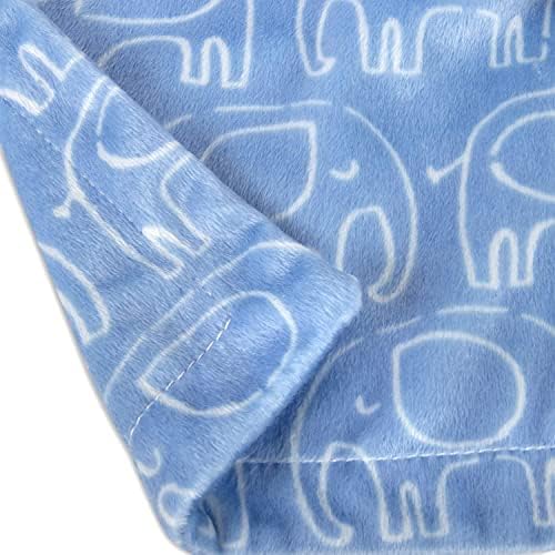 Minky Animal Snuggler Lovey Blanket for Kids - Blue Elephant Design