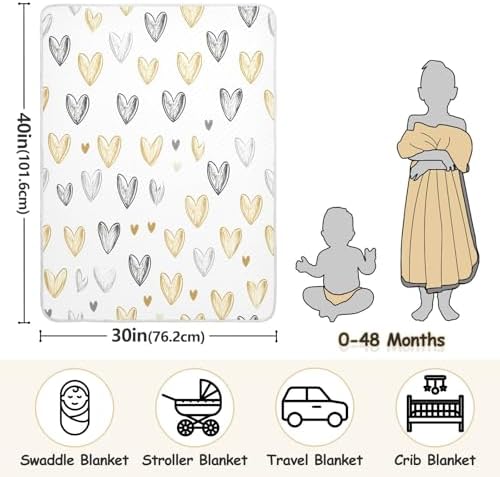 Wassud Hearts Soft Baby Blanket 30x40 Inch Cozy Toddler Blanket