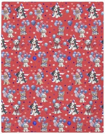 Patriotic Dogs Stars Balloon Baby Blanket