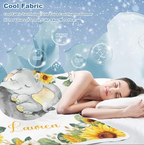 Deven Sleepy Elephant Sunflower Cooling Blanket for Toddler 1