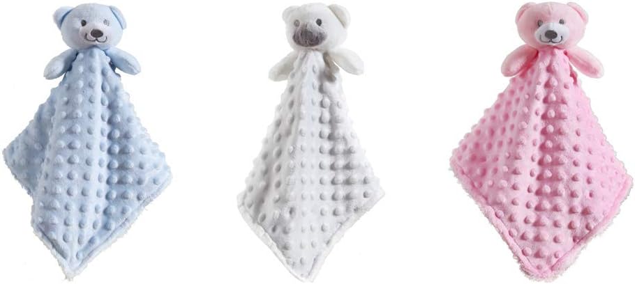 CREVENT Cozy Plugs Baby Security Blankiet Loveys for Baby Boys Blue Bear