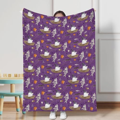 Halloween Fishing Flannel Baby Blanket 60x80