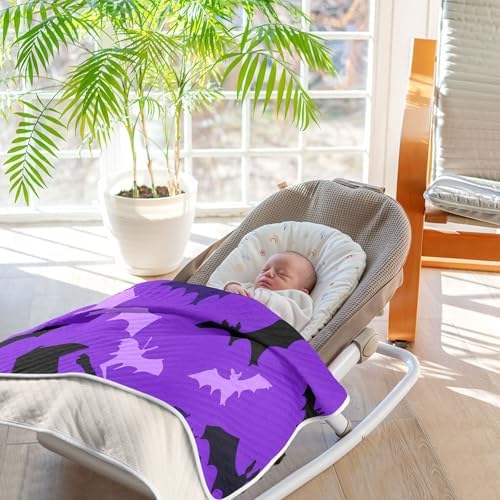 Burbuja Purple Black Bats Baby Blanket 30x40