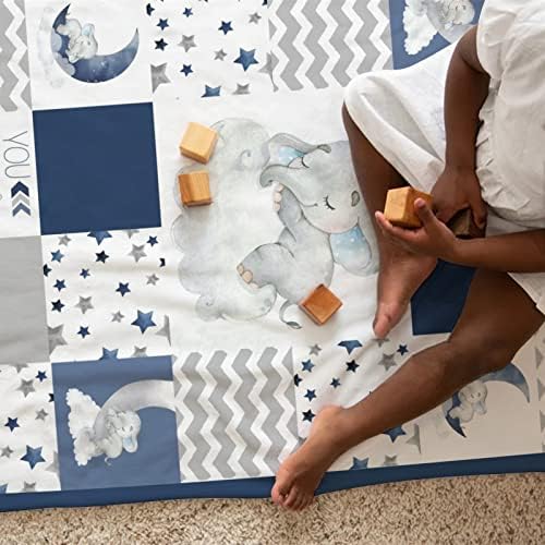 HawSkgFub Dream Big Little One Star Baby Blanket Navy Blue