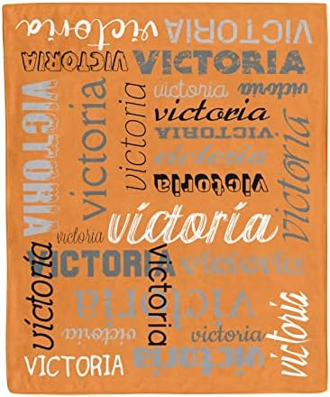Personalized Orange Baby Blanket with Name for Boys Girls