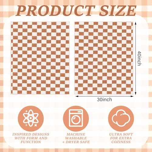 Brown Checkered Fuzzy Throw Blanket Cozy 30x40 Inch