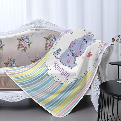 Deven Cute Hippo Purple Cooling Blanket for Toddler 1