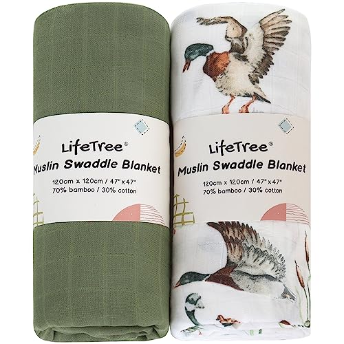 LifeTree Muslin Swaddle Blanket Mallard Duck