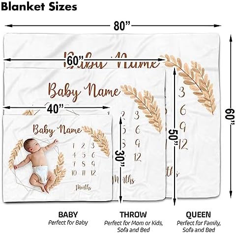 Personalized Wheat Milestone Baby Blanket with Custom Name
