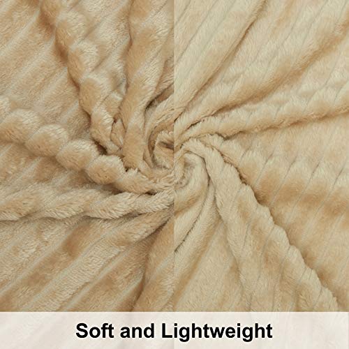 NTBAY Flannel Fuzzy Toddler Blanket Reversible Stripes 30x40 Inches Khaki