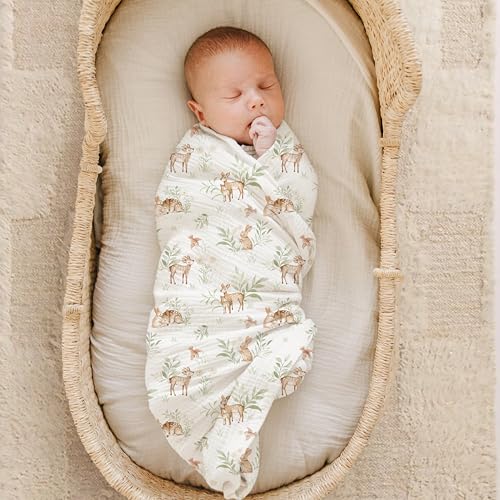Konssy 2 Pack Muslin Swaddle Blankets Soft 47x47 Inches for Newborn
