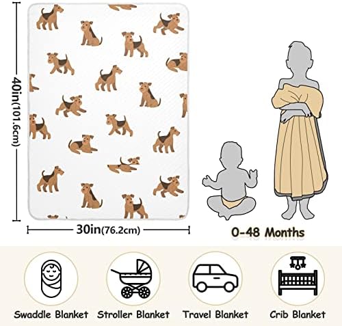 Pigsaly Cartoon Airedale Terrier Baby Blanket 30x40in