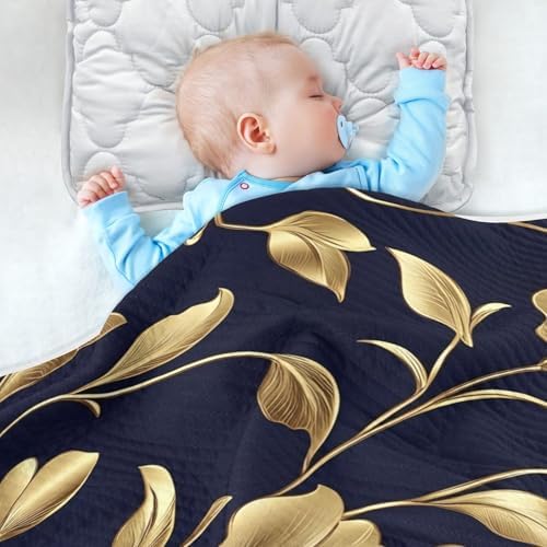 WELLDAY Golden Flowers Baby Blanket 30x40 Inch