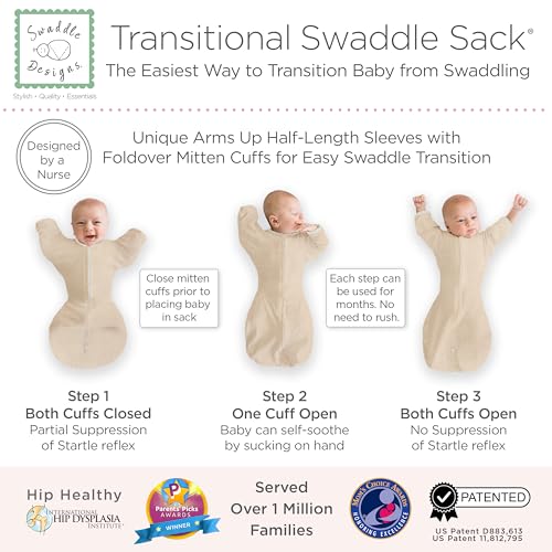 SwaddleDesigns Transitional Swaddle Sack 0-3 Months Heathered Oatmeal