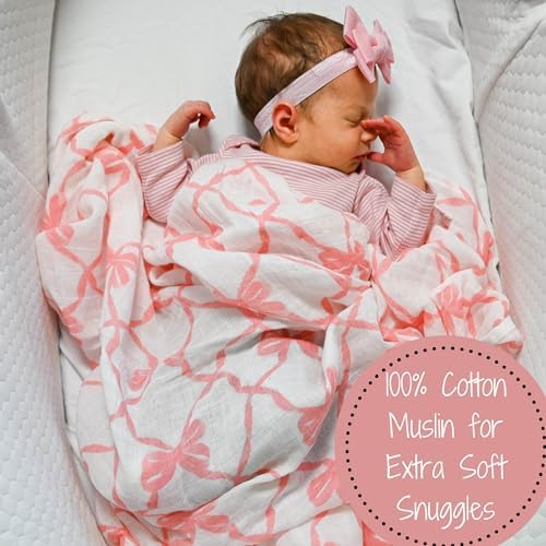 LollyBanks Pink Bow Swaddle Blanket for Girls