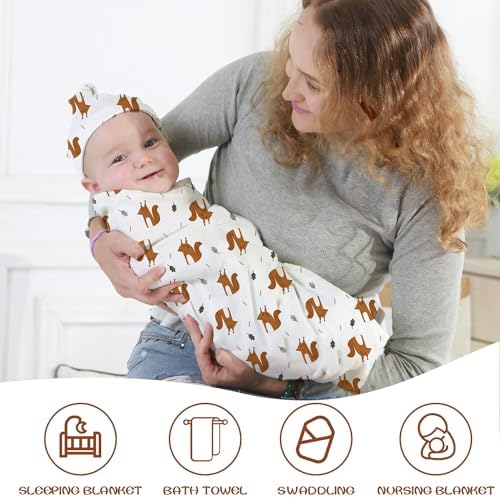 Miracle Baby Receiving Blankets 3 Pack - Fox Raindrops