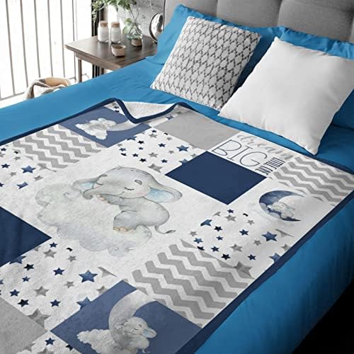 HawSkgFub Dream Big Little One Star Baby Blanket Navy Blue
