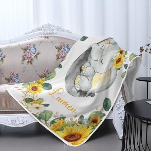 Deven Sleepy Elephant Sunflower Cooling Blanket for Toddler 1