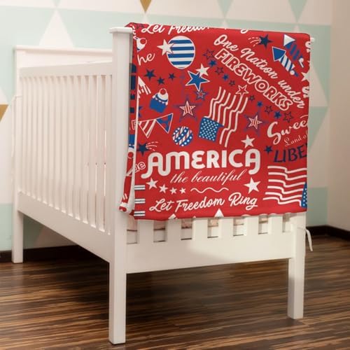 Patriotic 4th of July Baby Blanket with Stars and Stripes
