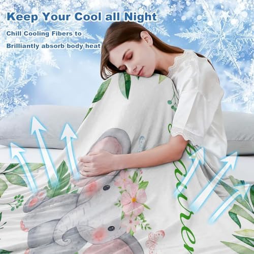 Deven Green Leaves Elephant Cooling Blanket for Toddler Customized 30x40 Inch