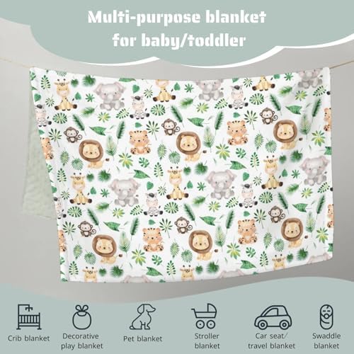 Safari Jungle Animals Mink Blanket with Dotted Backing