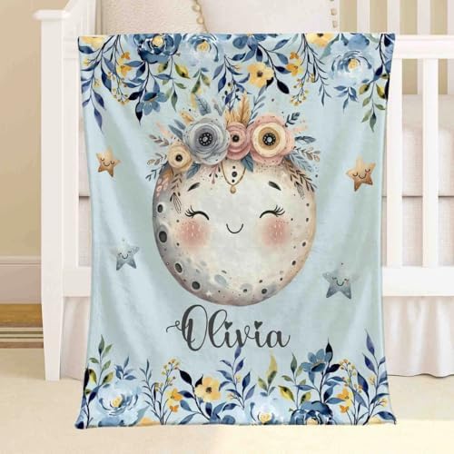 Customized Httfloral Moon Blanket for Kids