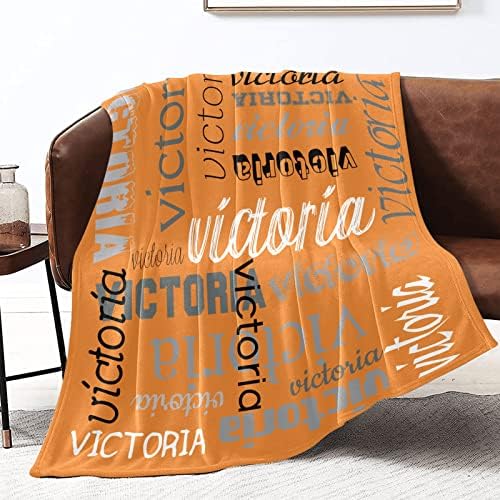 Personalized Orange Baby Blanket with Name for Boys Girls