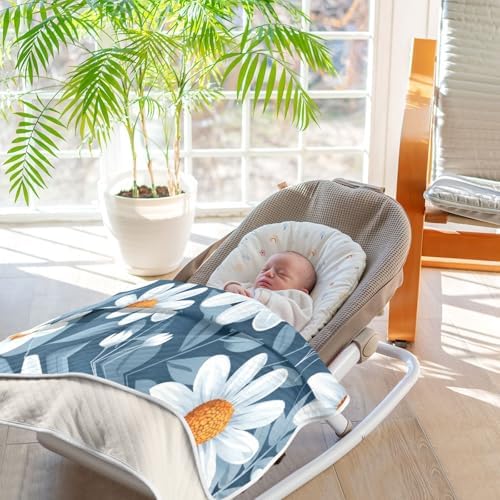 Soft Baby Blanket for Boys Girls 30x40 Inch Blue-White