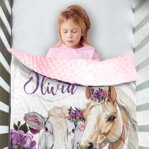 Custom Baby Blanket with Name and Animals Design 1
