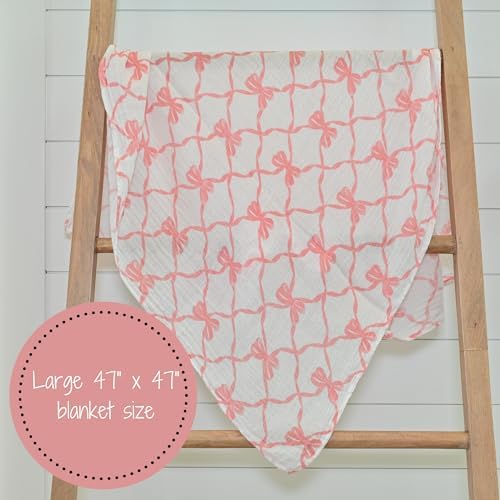 LollyBanks Pink Bow Swaddle Blanket for Girls
