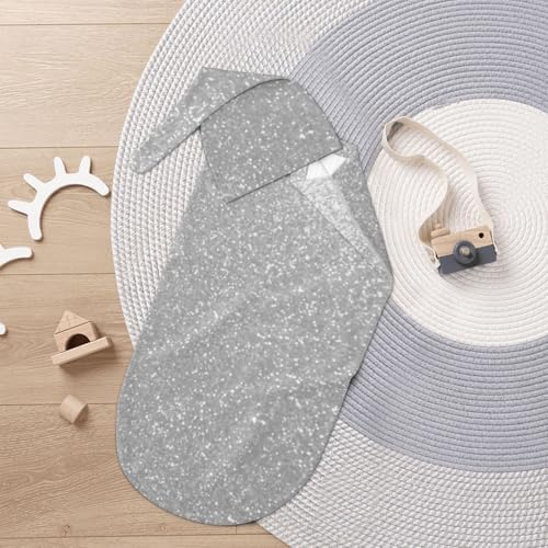 Soft Stretchy Faux Sparkly Silver Glitter Baby Blanket Set