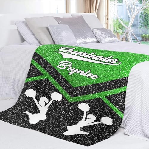 Custom Cheer Green Baby Blanket with Name for Newborn
