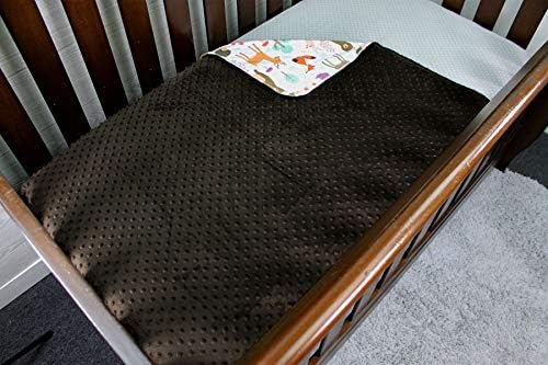 Top Tots Baby Blanket - Forest Animals with Dark Brown Minky Dot