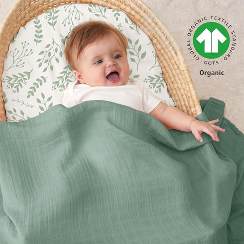 Yoofoss Organic Muslin Swaddle Blanket 47x47 Inches Soft Breathable for Babies