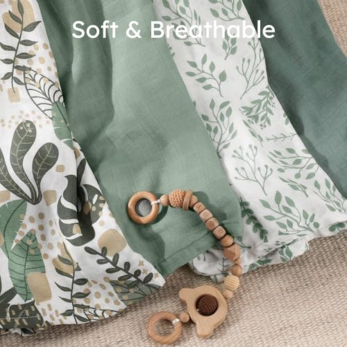 Yoofoss Organic Muslin Swaddle Blanket 47x47 Inches Soft Breathable for Babies
