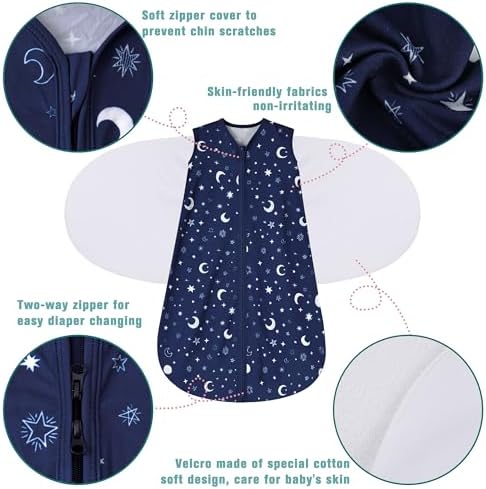 BSTOPPT Newborn Sleep Sack 3-6 Months Adjustable Swaddle