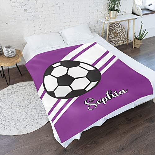 Custom Personalized Soccer Ball Sports Purple Baby Blanket 30x40 Inches