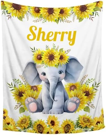 Aniruddha Custom Elephant Baby Name Blanket