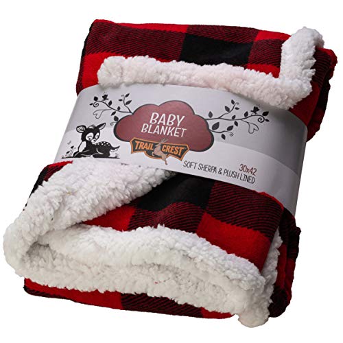 TrailCrest Ultra Soft Sherpa Fleece Plaid Baby Blanket 1