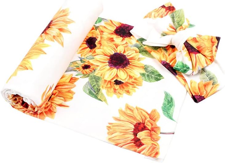 Galabloomer Sunflower Baby Swaddle Headband Set