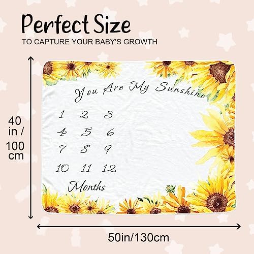 Soft Flannel Sunflower Monthly Blanket for Girls