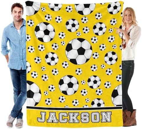 Deven Soccer Yellow Personalized Baby Blanket - 30x40 Inches