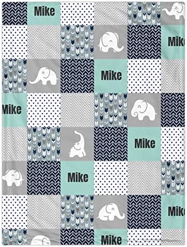 Personalized Elephant Baby Blanket with Name Soft Cozy