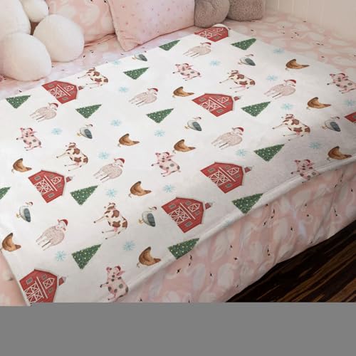 Hwmmbh Christmas Farm Animals Flannel Baby Blanket