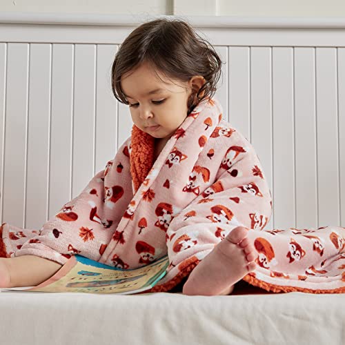 DaysU Plush Flannel Sherpa Baby Blanket with Fox Print 1