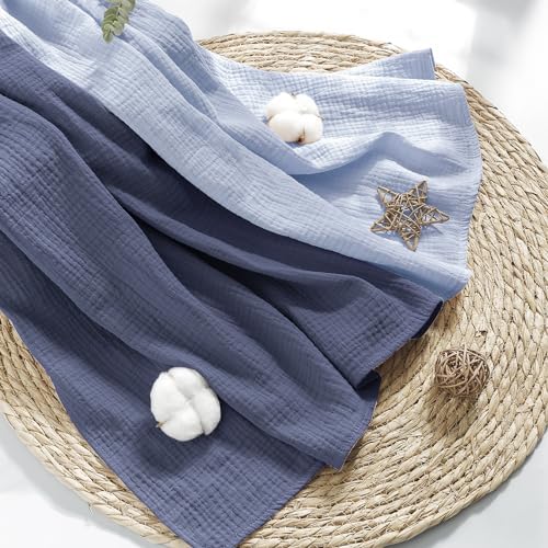 Susurration Muslin Swaddle Blanket 100 Cotton 40x40in 2Pack Navy Blue