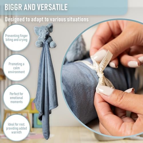Baby Lovey Blue Elephant Security Blanket for Newborns and Toddlers